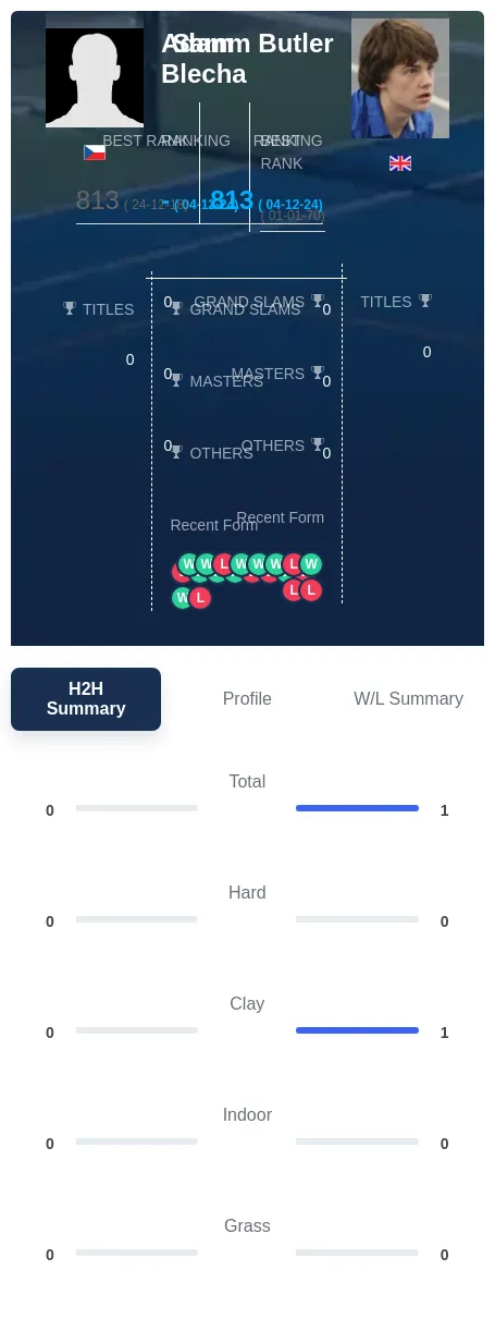 Blecha Butler H2h Summary Stats