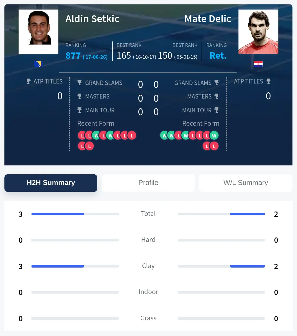 Delic Setkic H2h Summary Stats