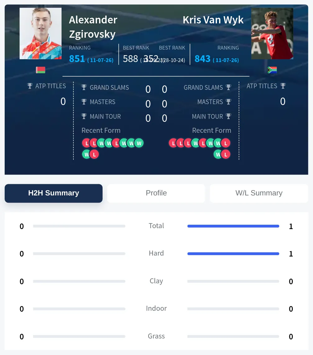 Wyk Zgirovsky H2h Summary Stats