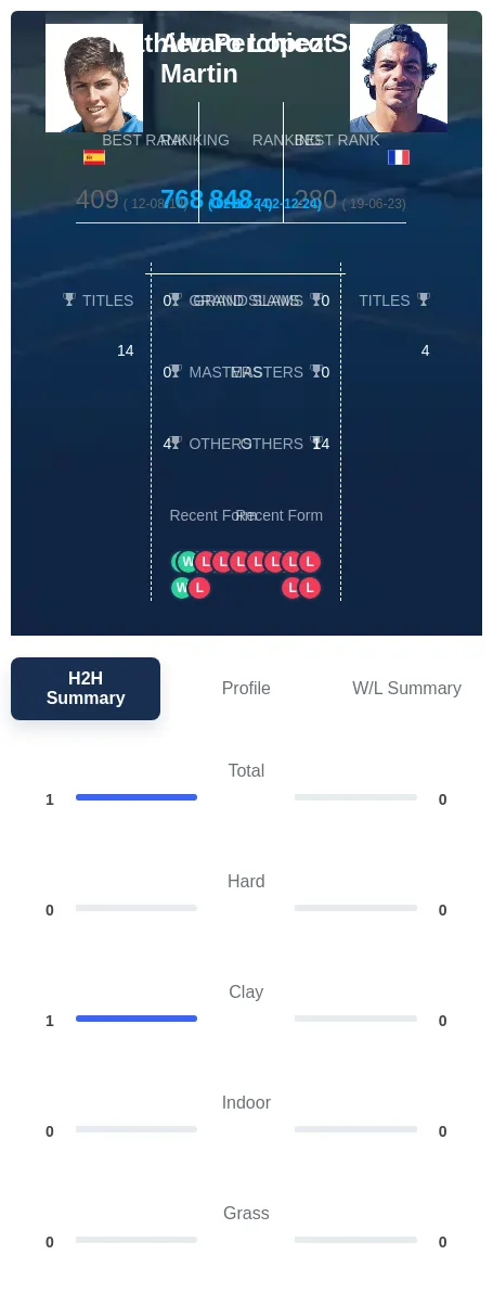 Martin Perchicot H2h Summary Stats