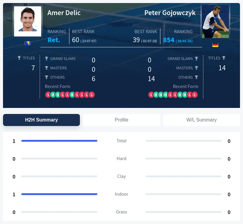 Delic Gojowczyk H2h Summary Stats