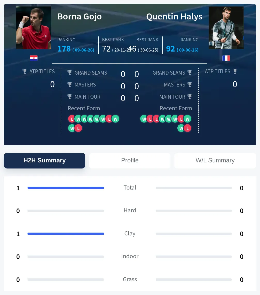 Gojo Halys H2h Summary Stats