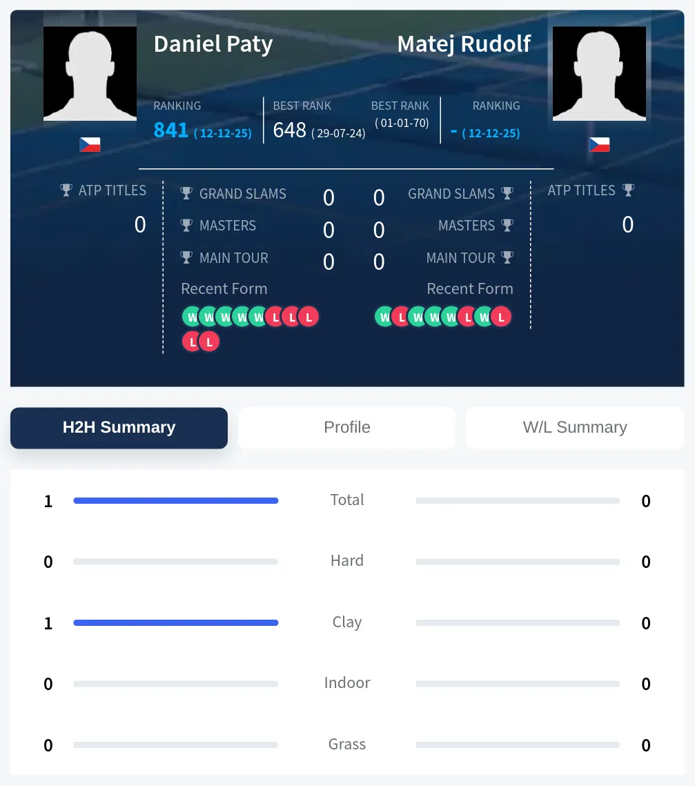 Paty Rudolf H2h Summary Stats