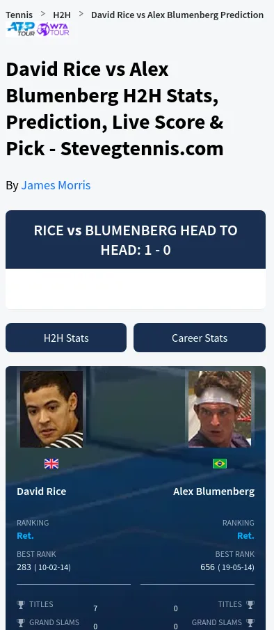 Rice Blumenberg H2h Summary Stats
