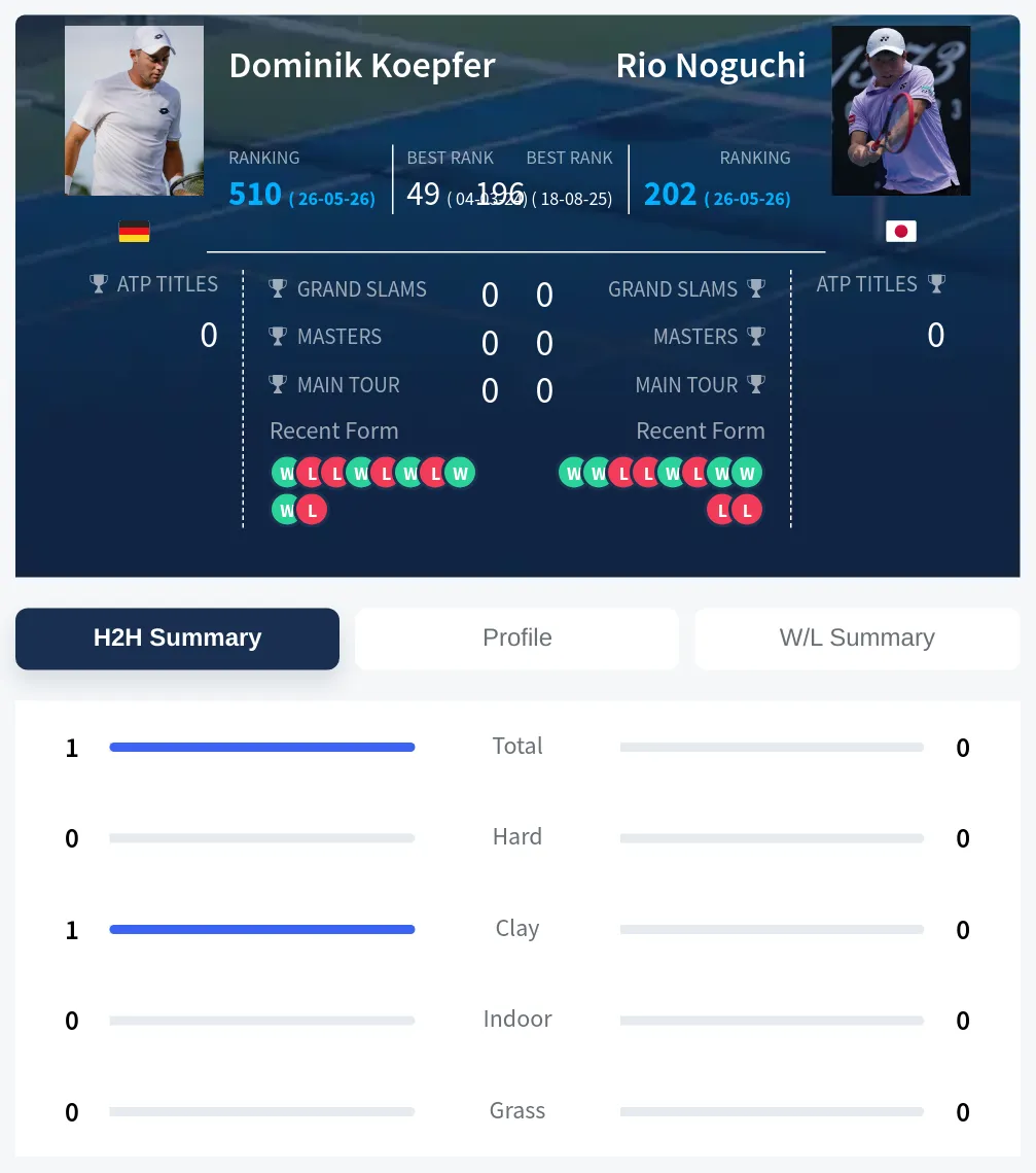 Koepfer Noguchi H2h Summary Stats