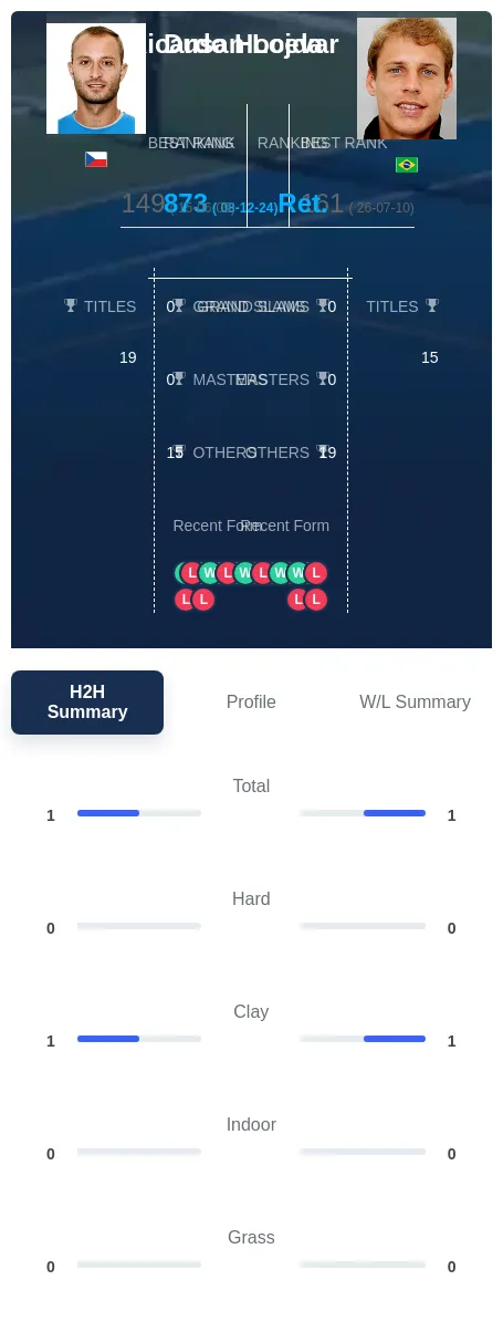 Lojda Hocevar H2h Summary Stats