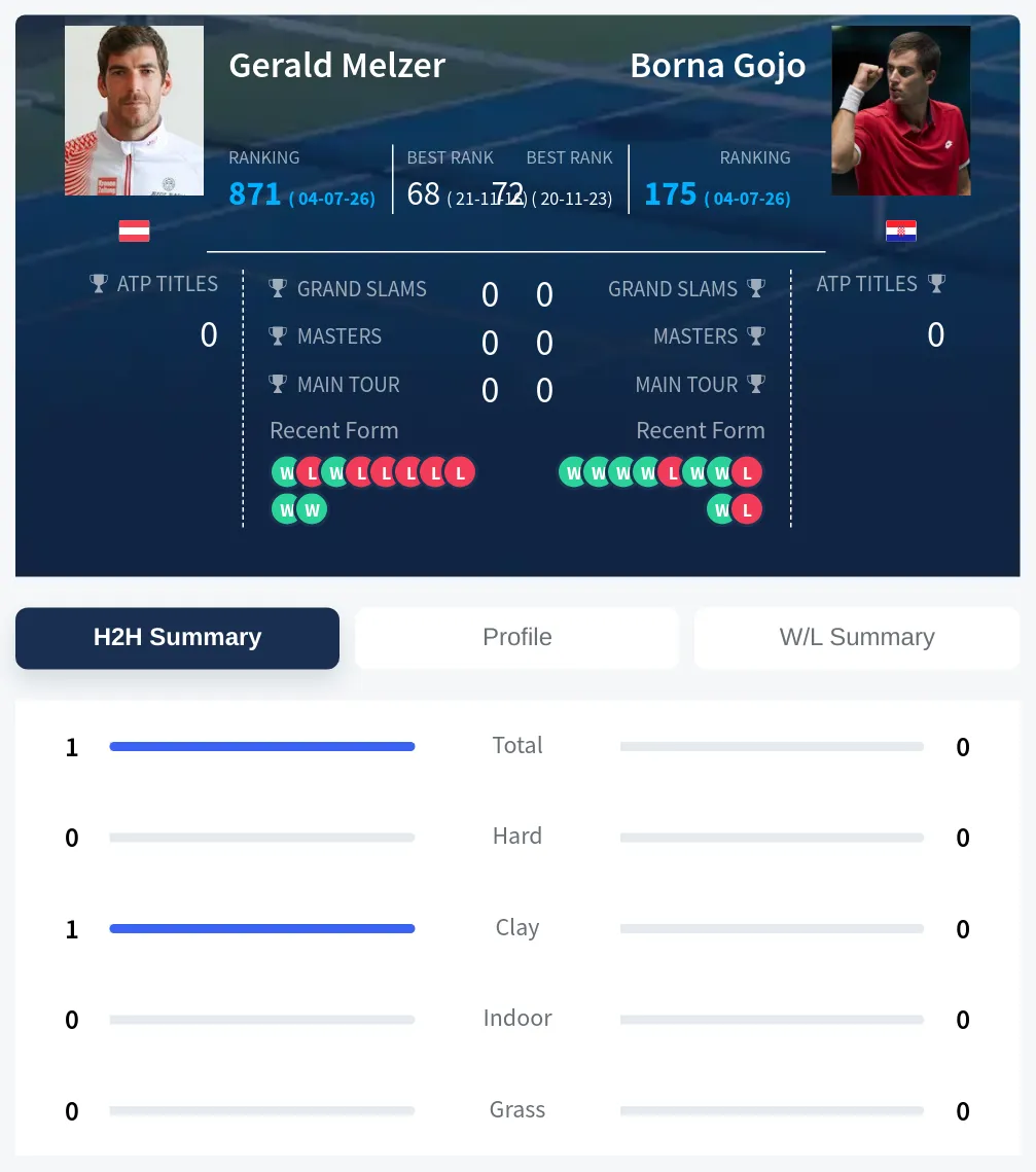 Melzer Gojo H2h Summary Stats