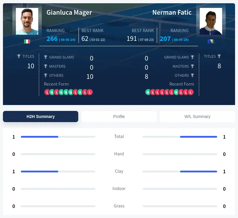 Mager Fatic H2h Summary Stats