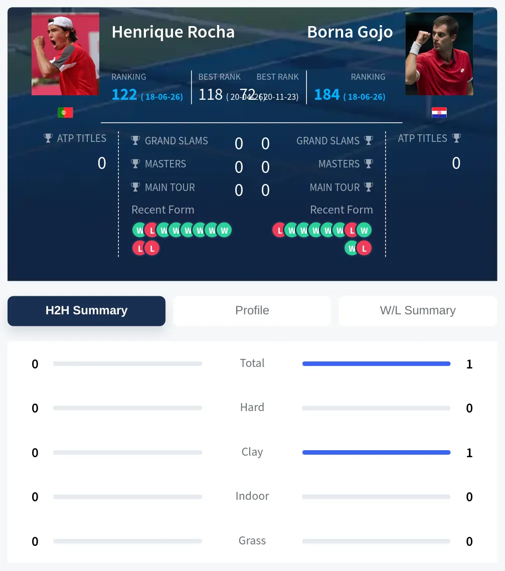 Gojo Rocha H2h Summary Stats