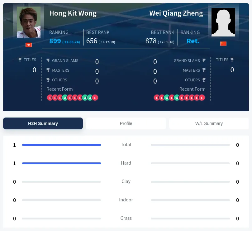 Zheng Wong H2h Summary Stats