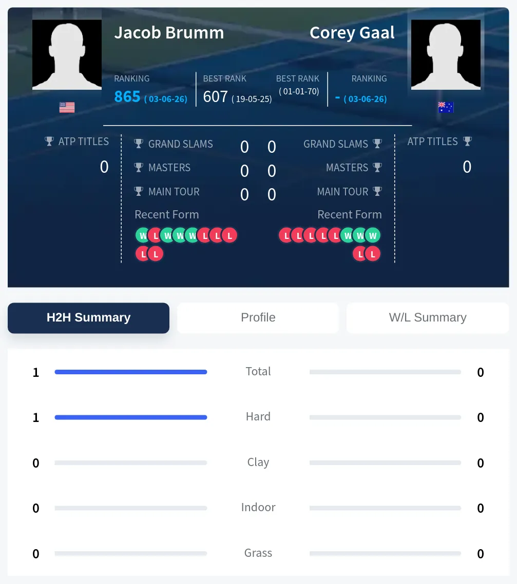 Brumm Gaal H2h Summary Stats