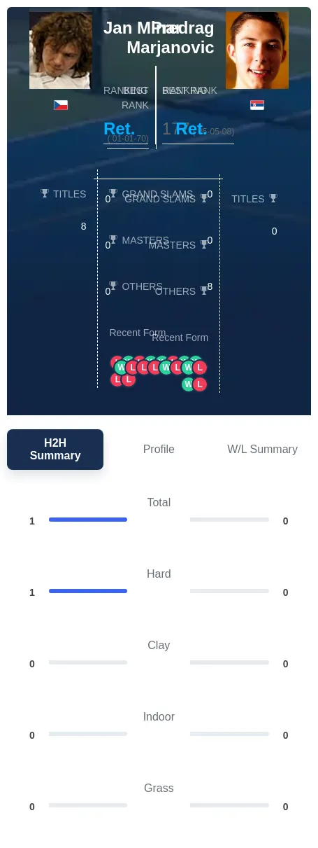 Marjanovic Minar H2h Summary Stats