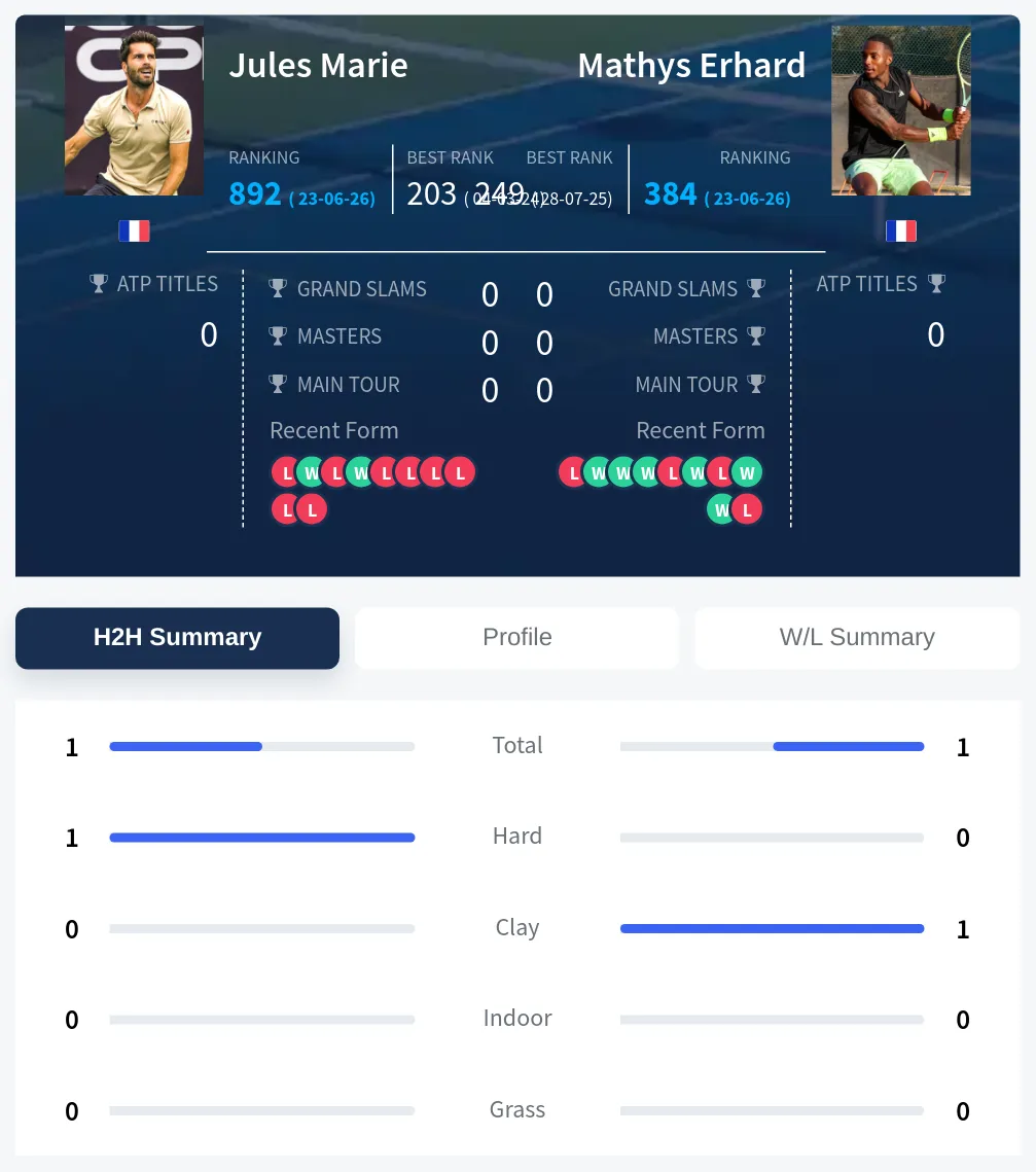 Marie Erhard H2h Summary Stats