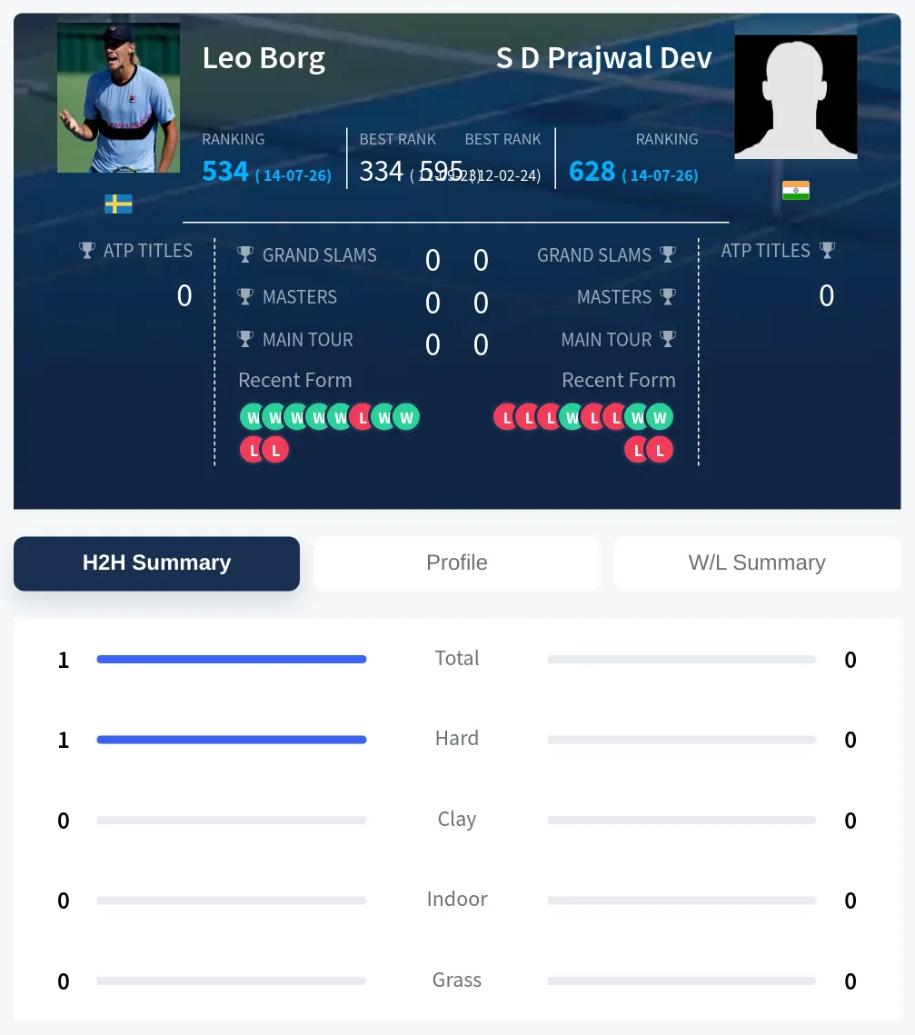 Borg Dev H2h Summary Stats