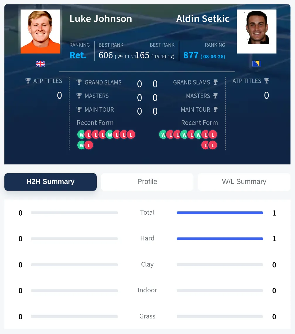 Setkic Johnson H2h Summary Stats
