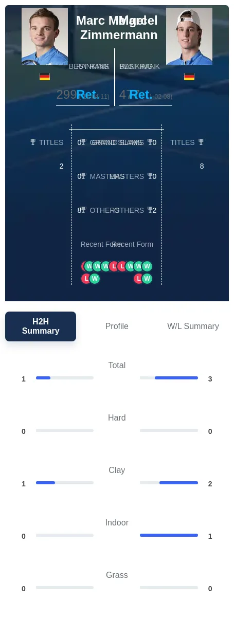 Meigel Zimmermann H2h Summary Stats