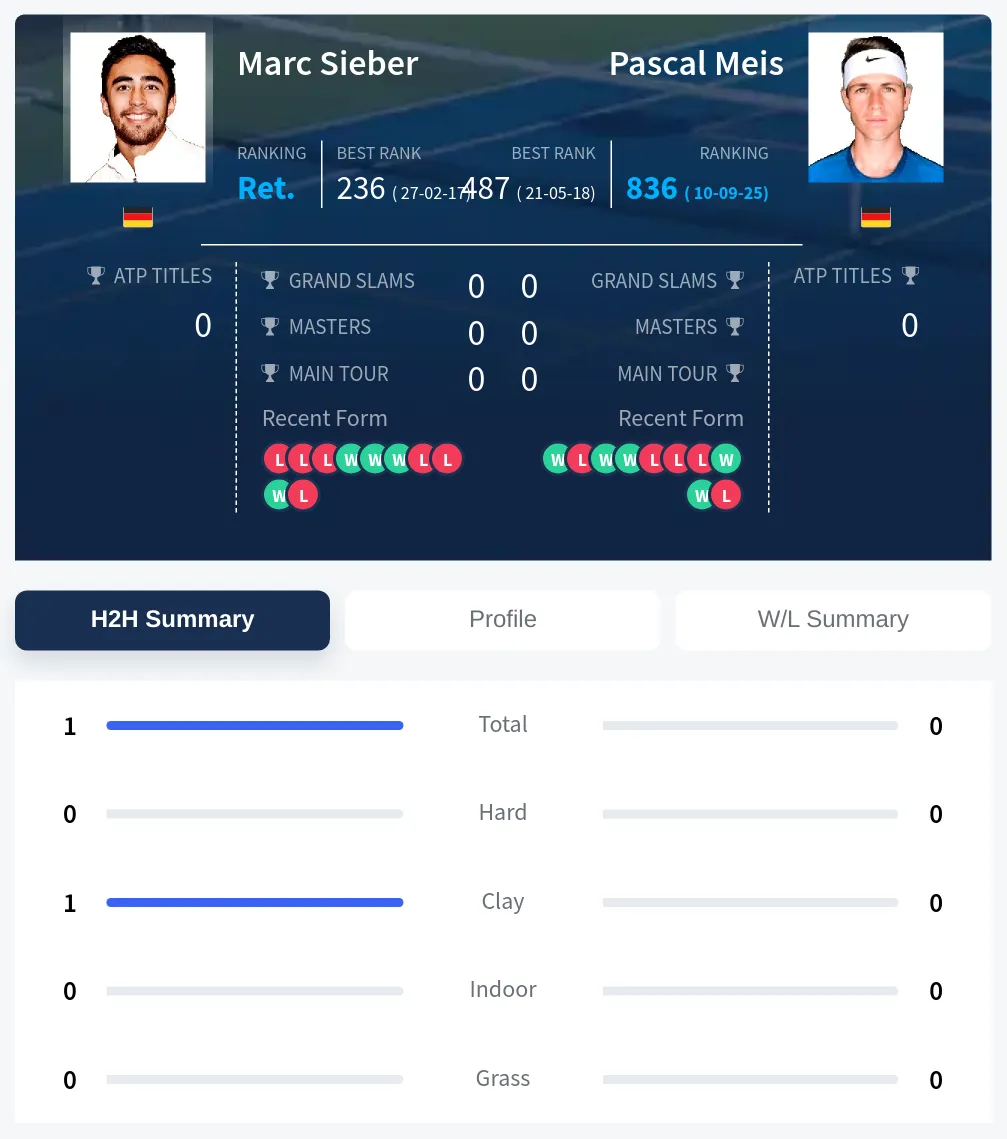 Sieber Meis H2h Summary Stats