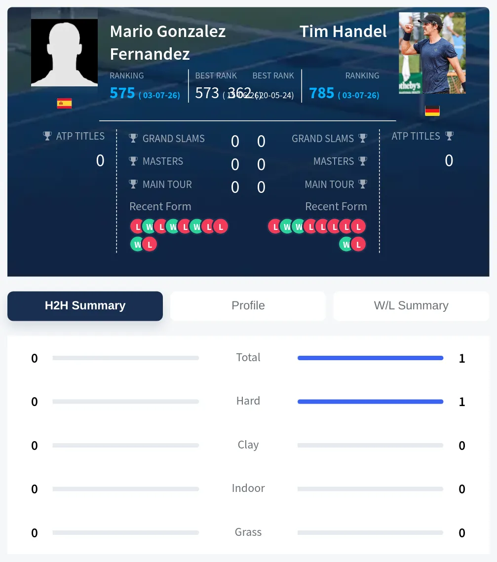 Handel Fernandez H2h Summary Stats