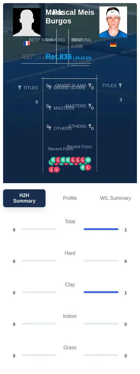 Burgos Meis H2h Summary Stats