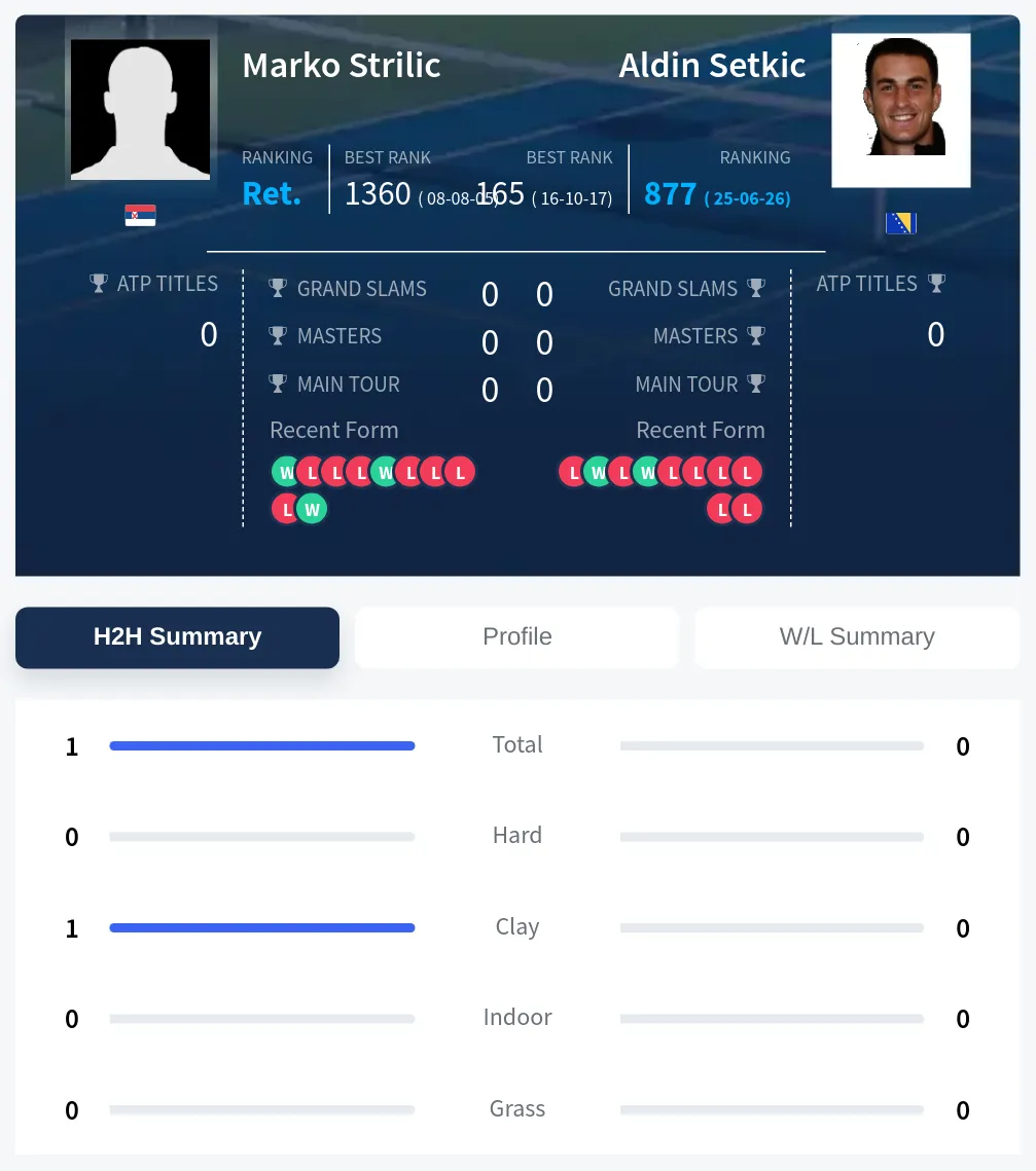 Strilic Setkic H2h Summary Stats