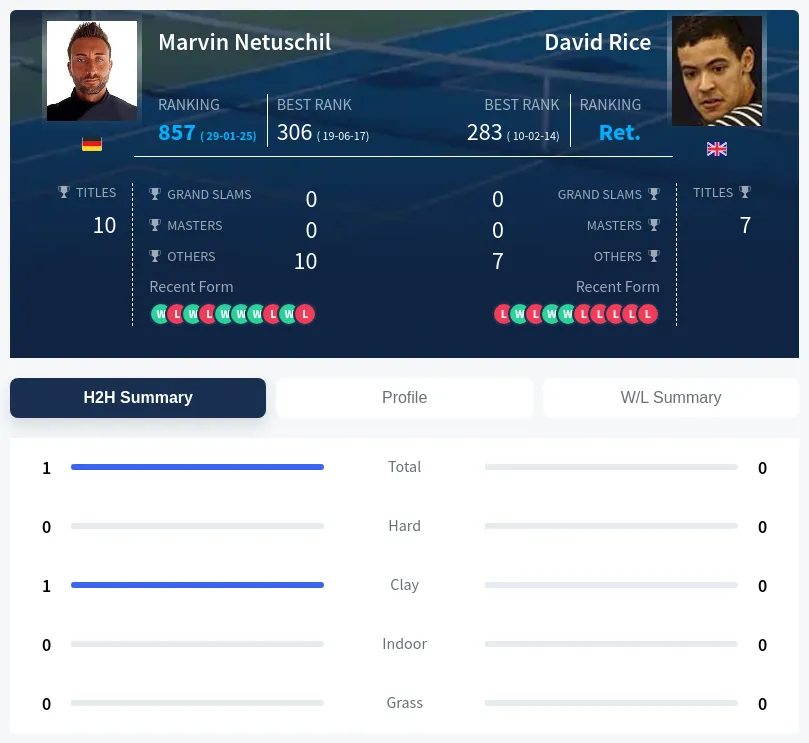 Netuschil Rice H2h Summary Stats