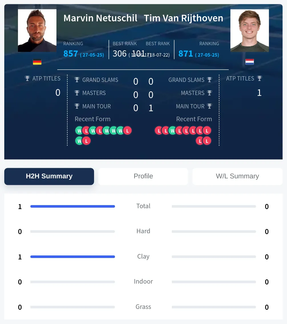 Netuschil Rijthoven H2h Summary Stats