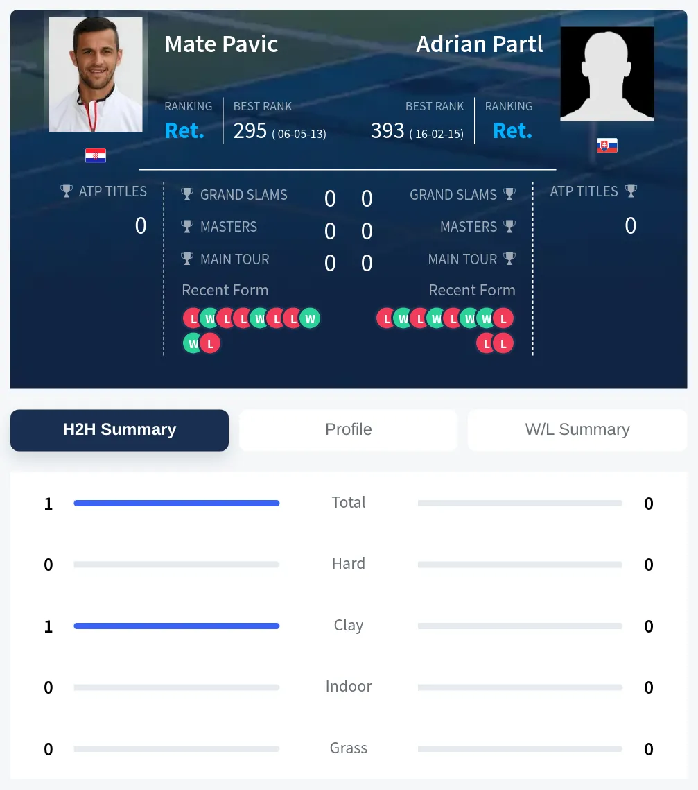 Pavic Partl H2h Summary Stats