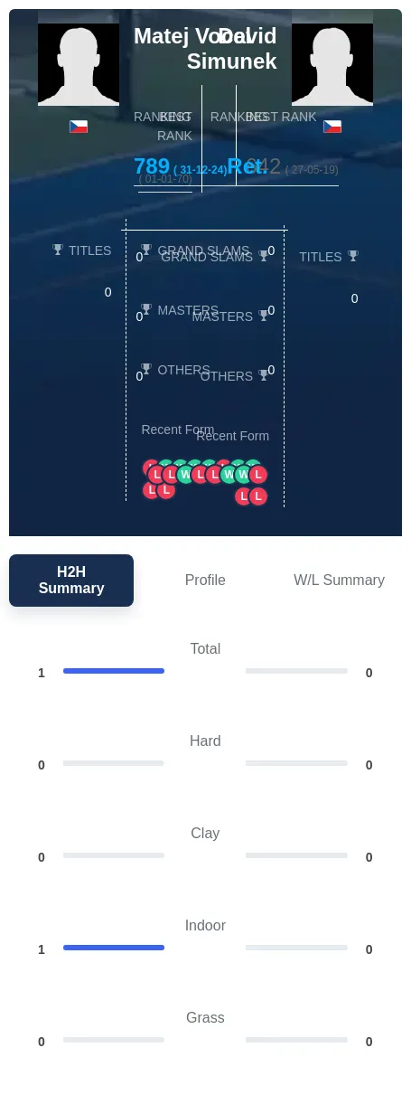 Vocel Simunek H2h Summary Stats