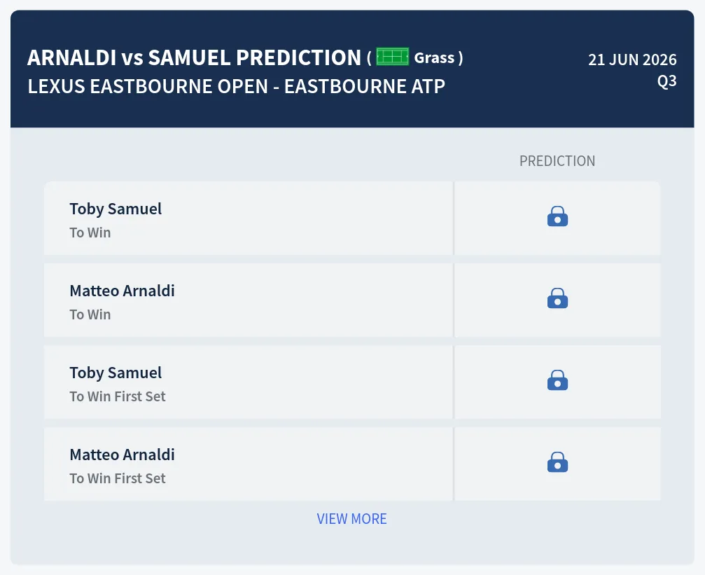 Arnaldi Samuel H2h Predictions at Lexus Eastbourne Open - Eastbourne Day 1