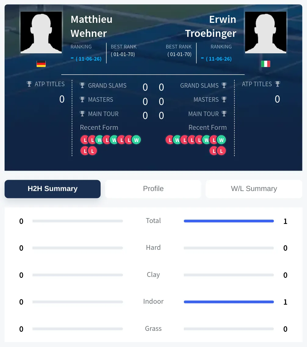 Wehner Troebinger H2h Summary Stats