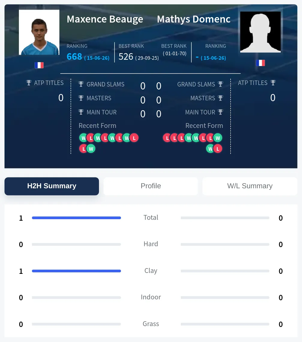 Beauge Domenc H2h Summary Stats