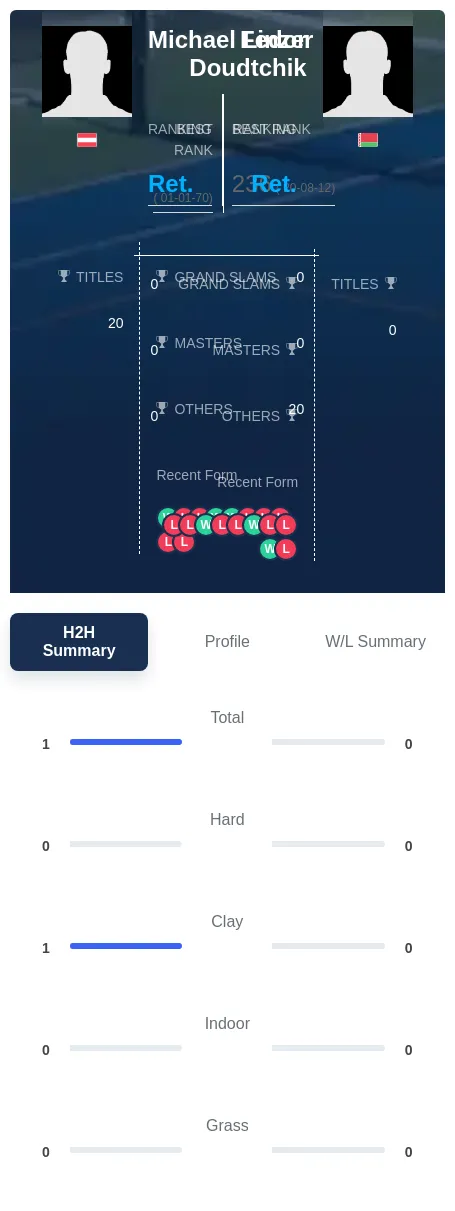 Linzer Doudtchik H2h Summary Stats