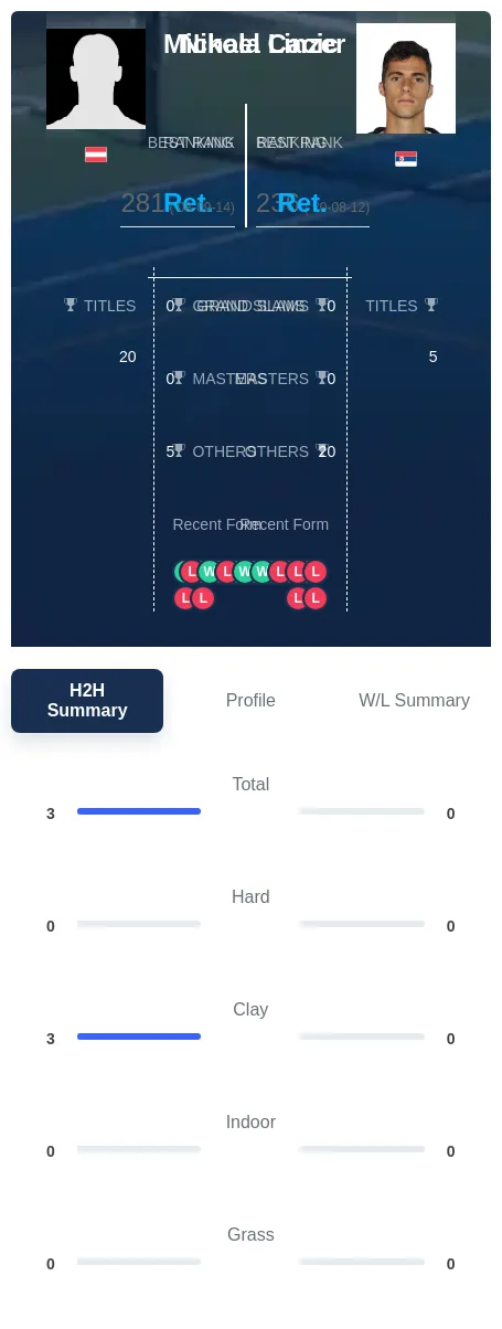 Linzer Cacic H2h Summary Stats