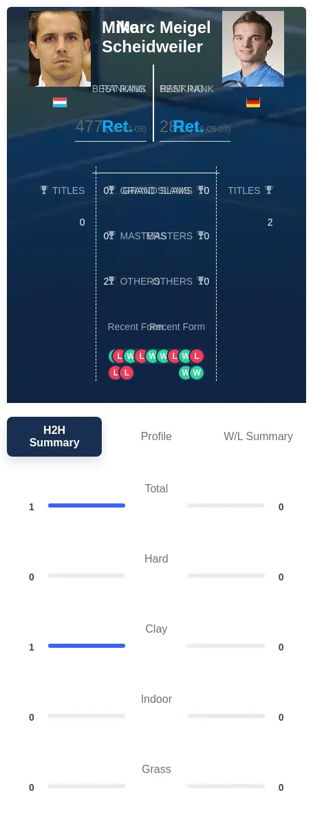 Scheidweiler Meigel H2h Summary Stats