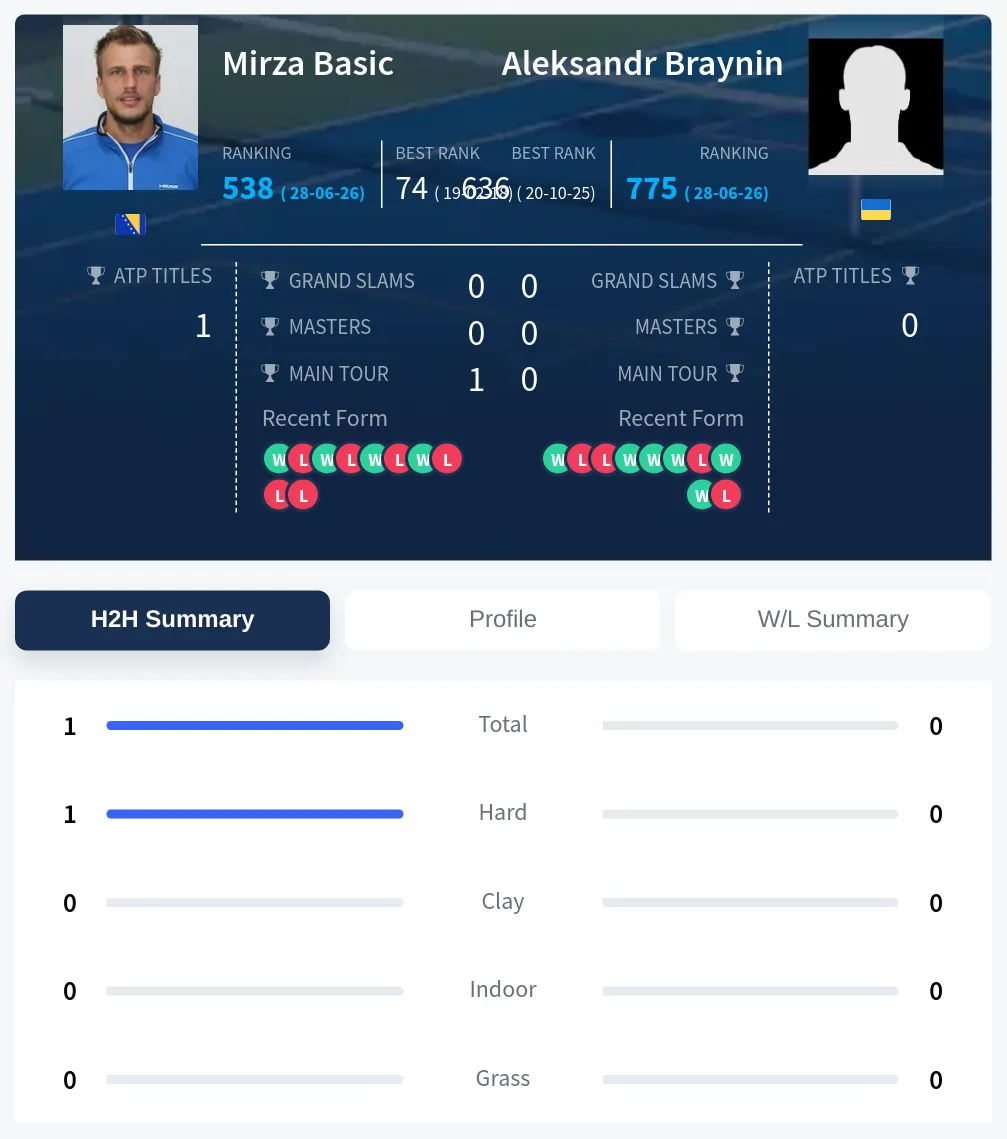 Braynin Basic H2h Summary Stats