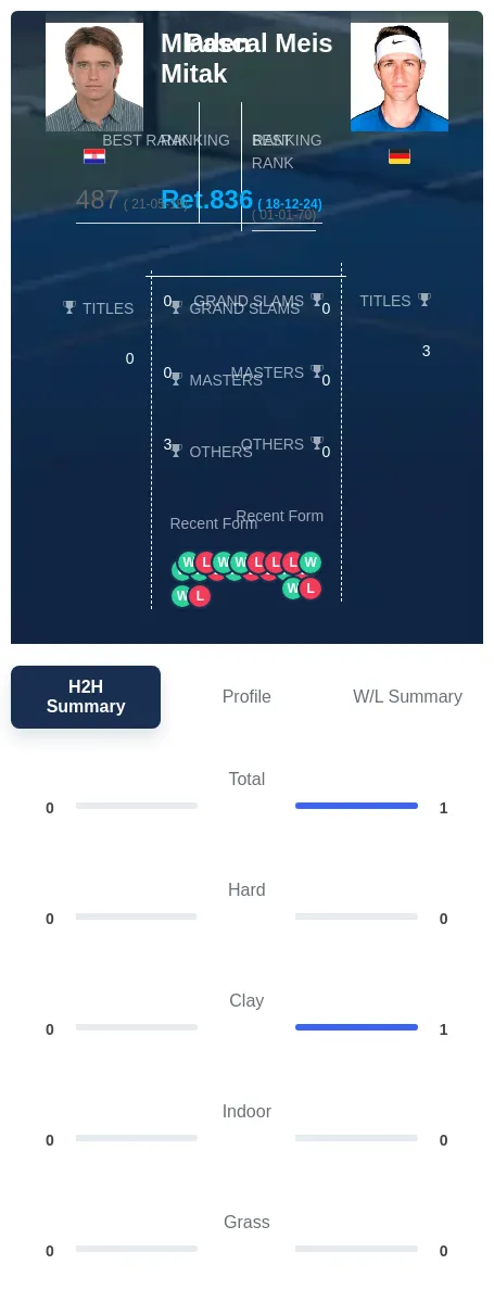 Mitak Meis H2h Summary Stats