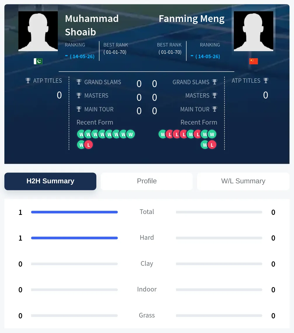 Shoaib Meng H2h Summary Stats