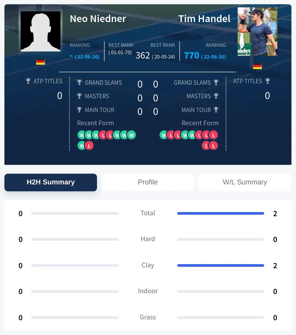 Niedner Handel H2h Summary Stats