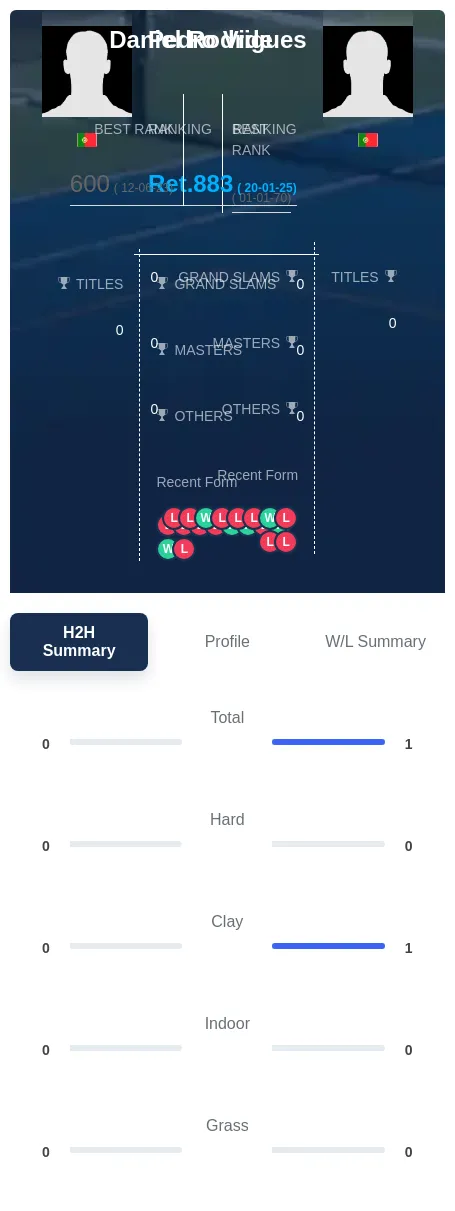 Vide Rodrigues H2h Summary Stats