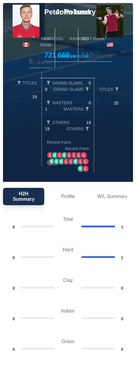Isner Polansky H2h Summary Stats