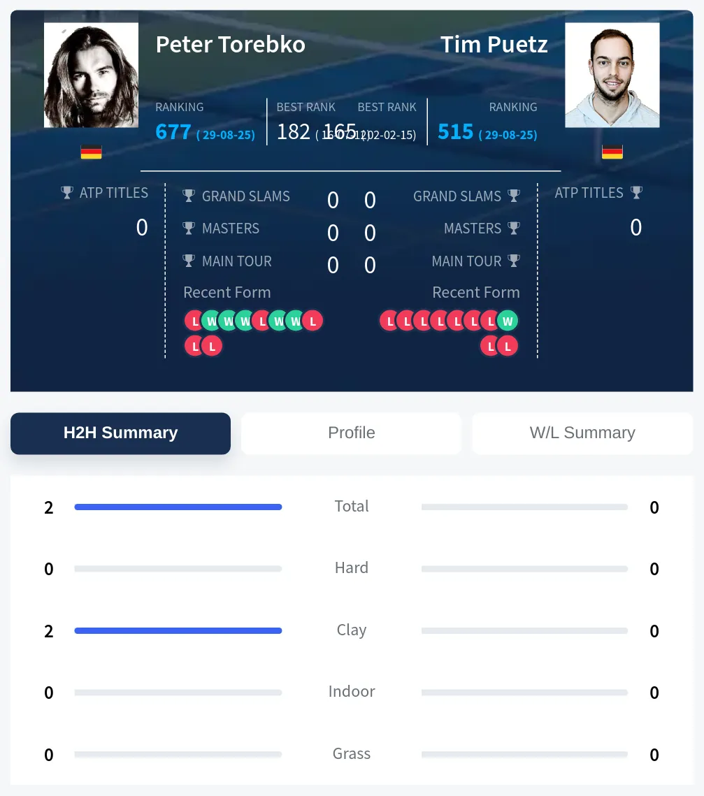 Torebko Puetz H2h Summary Stats