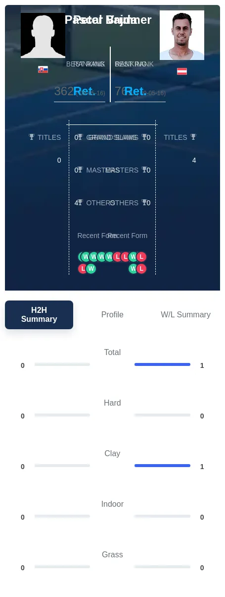 Vajda Brunner H2h Summary Stats