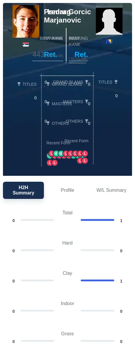 Marjanovic Gorcic H2h Summary Stats