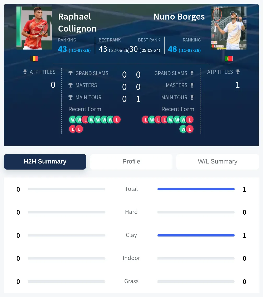 Collignon Borges H2h Summary Stats