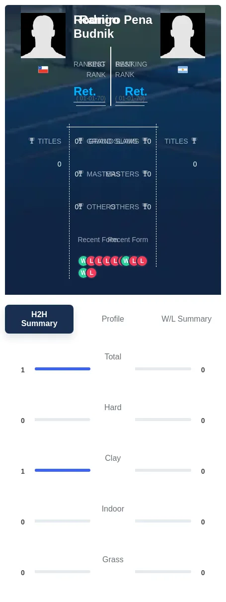 Pena Budnik H2h Summary Stats
