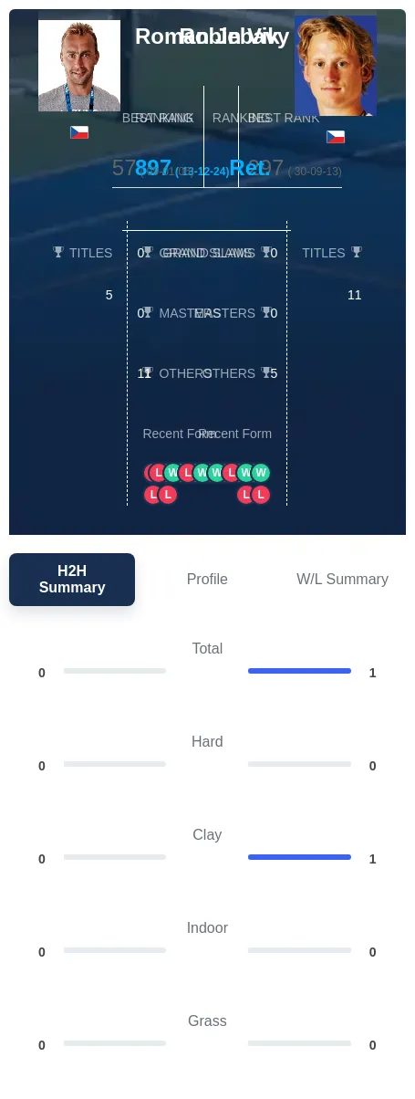 Jebavy Vik H2h Summary Stats
