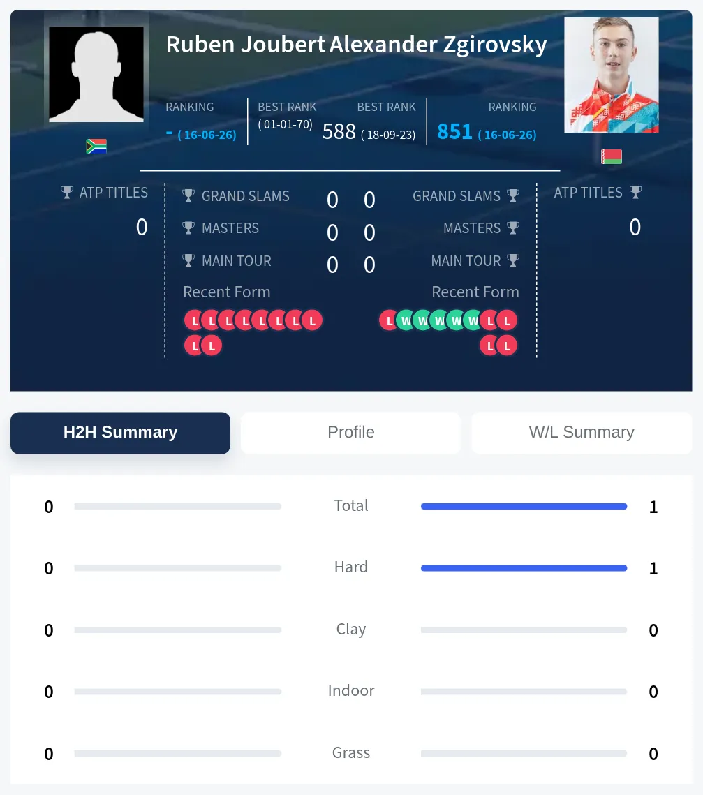 Zgirovsky Joubert H2h Summary Stats