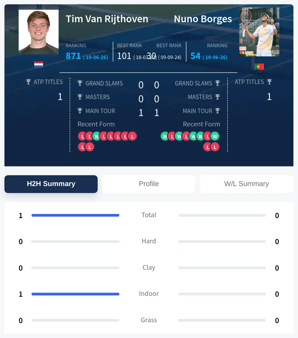 Rijthoven Borges H2h Summary Stats
