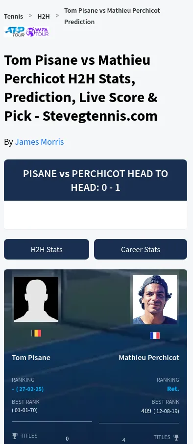 Perchicot Pisane H2h Summary Stats