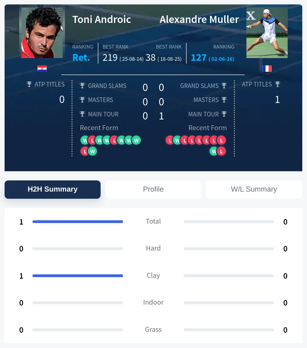 Androic Muller H2h Summary Stats